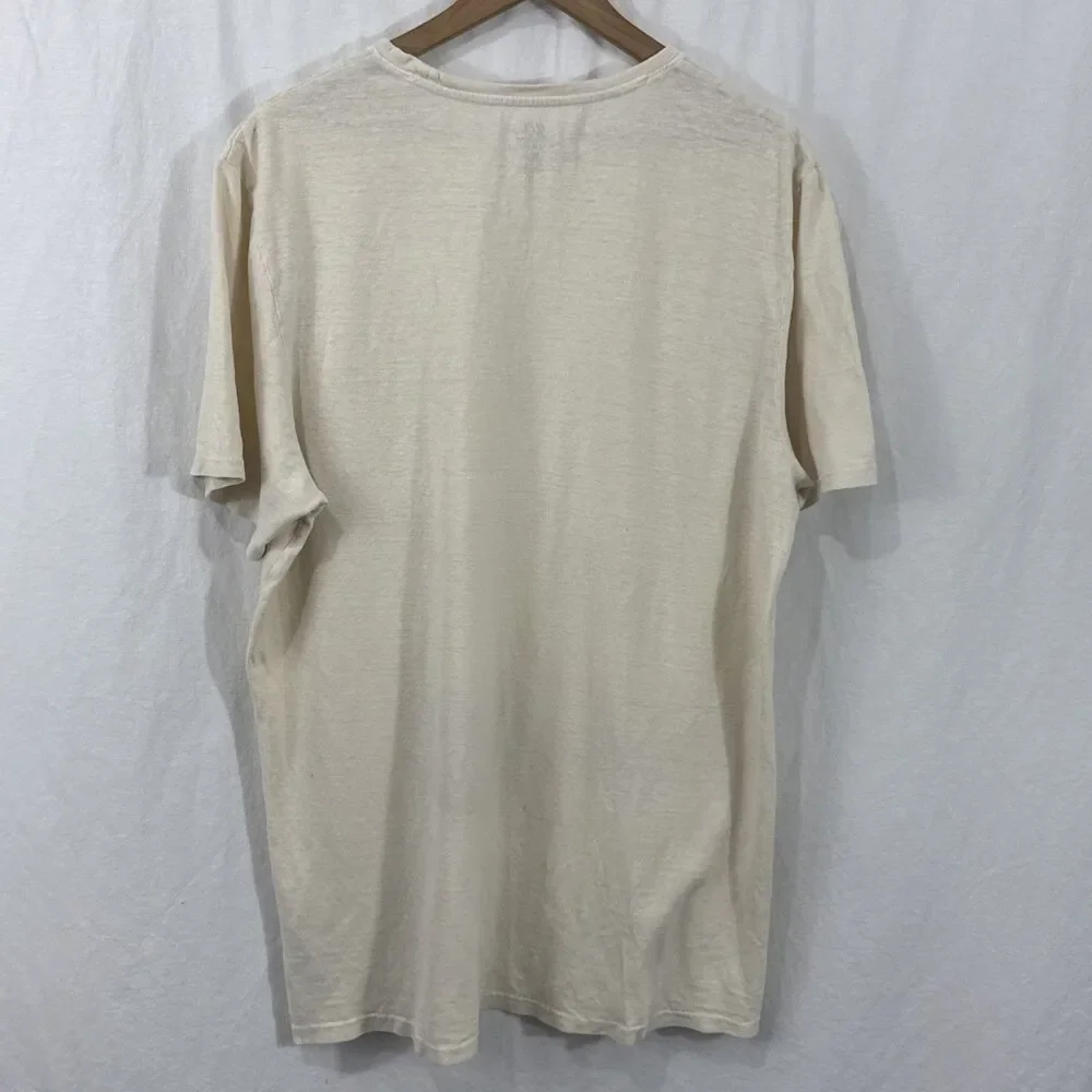 J Crew Men’s Hemp Blend Ivory Short Sleeve Tee Sz XL Tall Casual Outdoor Preppy